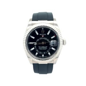 Rolex White Gold Sky Dweller Oyster flex 336239 Black Dial on Rubber Band