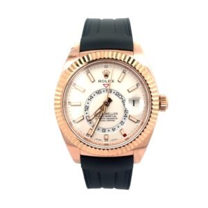 Rolex Sky-Dweller Rose Gold White Ivory DIAL Rubber BAND and ROSE GOLD CLASP