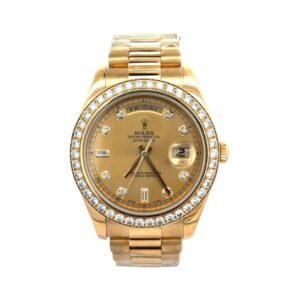 Rolex Day-Date II 41mm Yellow Gold Factory Champagne Diamond Dial & Diamond Bezel 218348