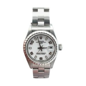 Rolex Oyster Perpetual 26mm White Arabic Dial Stainless Steel Ladies Watch 69160