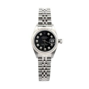 Rolex Datejust 26MM 79160 Black Diamond Dial Fluted Bezel Stainless Steel Jubilee Bracelet