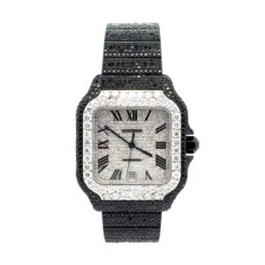 Cartier Santos De Cartier 40mm Custom Black & White Diamond Watch WSSA0018
