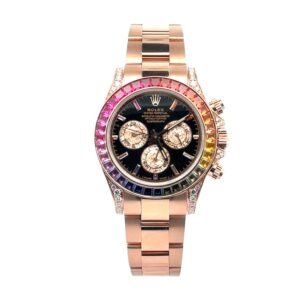 Rolex Cosmograph Daytona 40MM 116505 Black Rainbow Diamond Dial Rainbow Gemstone Bezel 18K Rose Gold Oyster