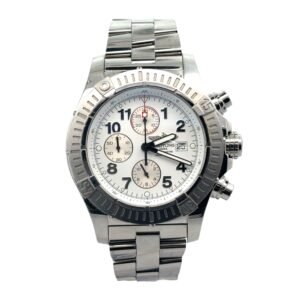 Breitling Super Avenger Chronograph A13370 48mm White Arabic Dial Steel Bracelet