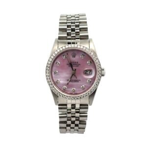 Rolex Datejust 36MM 16234 White Gold Bezel Custom Mop Pink Dial Jubilee Band