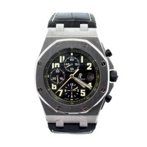 Ademar's Piguet Royal Oak Offshore Chronograph 26170ST.OO.1000ST.08 Black/Green Dial Leather Band 42mm