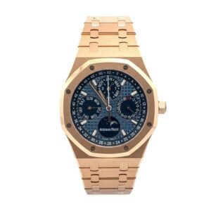 Ademar's Piguet Royal Oak Perpetual Calendar 26574OR.OO.1220OR.02 Rose Gold Blue Dial 41mm