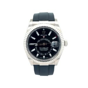 Rolex White Gold Sky Dweller Oyster flex 336239 Black Dial on Rubber Band