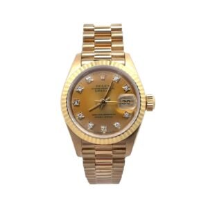 Rolex Lady-Datejust President Yellow Gold Champagne Diamond Dial Ladies Watch 69178 26mm