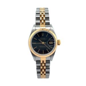 Rolex Datejust 26mm 2-Tone Yellow Gold/Steel Black Tapestry Dial Jubilee Watch 79173