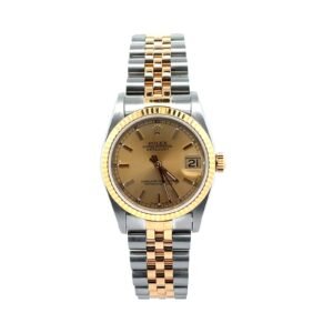 Rolex Datejust 31mm 68273 Champagne Dial Fluted Bezel Two Tone Yellow Gold Jubilee Bracelet