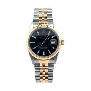 Rolex Datejust 36mm 16013 Men's Two-Tone Black Stick Dial Jubilee Band
