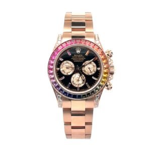 Rolex Cosmograph Daytona 40mm116505 Black Rainbow Diamond Dial Rainbow Gemstone Bezel 18KRG Oyster