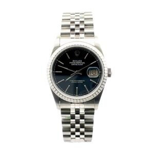Rolex Datejust 16233 36mm Black Dial Fluted Bezel Jubilee Steel Watch