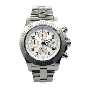 Breitling Super Avenger Chronograph A13370 48mm White Arabic Dial Steel Bracelet