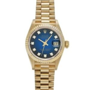 Rolex Datejust President 69178 YG Blue Ambre Diamond Dial YG Fluted Bezel Ladies Watch 26mm