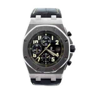 Ademar's Piguet Royal Oak Offshore Chronograph 26170ST.OO.1000ST.08 Black/Green Dial Leather Band 42mm