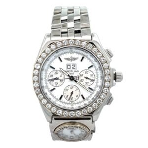 Breitling Crosswind UTC Special Windrider Steel Automatic Watch A44355 44mm White Index Diamond Bezel Dial