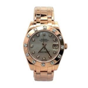 Rolex Lady-Date Just Pearl Master 34mm Special Edition MOP Diamond Dial 12 Diamond Bezel RG Bracelet 81315