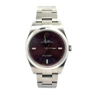 Rolex Oyster Perpetual Red Grape Dial Stainless Steel 39mm 114300