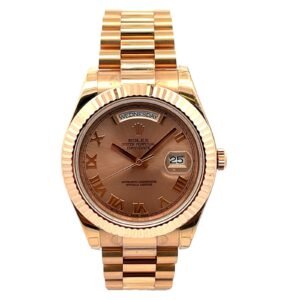 Rolex Day-Date II 41mm Rose Gold Sundust Roman Numeral Dial 218235 President Bracelet