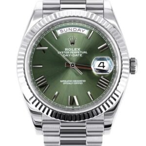 Rolex Day-Date 228239 40mm Olive Roman Green Dial President 18K White Gold