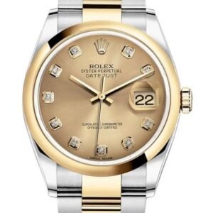 Rolex Datejust 31mm 178243 Champagne Diamond Dial YG Bezel Oyster Band