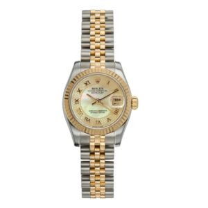 Rolex Datejust 179173 Factory Myriad Pearl Roman Dial & YG Fluted Bezel 26mm Two-Tone Jubilee Band