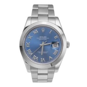 Rolex Datejust II 41mm 116334 Blue Roman Dial Fluted Bezel Oyster