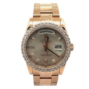 Rolex Day-Date 18k Everose Gold 118205 Oyster Auto Diamonds Pink Watch