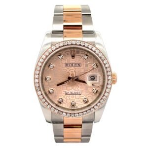 Rolex St/ RG Date just 116231 36mm Rose Gold Anniversary Diamond Dial Oyster Band Diamond Bezel