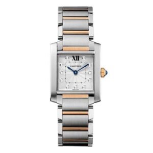 Cartier Tank Française 3751 25mm Bi-Color WE110005 Silver Diamond Dial Watch