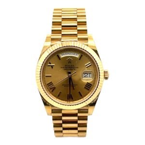 Rolex Day-Date 40 228238 Champagne Roman Dial 18k YG Bezel President Bracelet