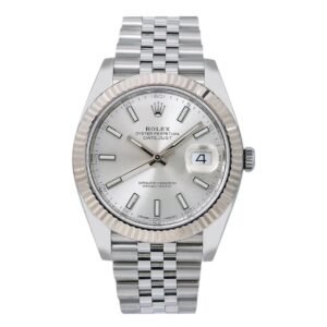 Rolex Datejust 41mm 126334 Silver Index Dial 18KWG Fluted Bezel Jubilee Steel Band
