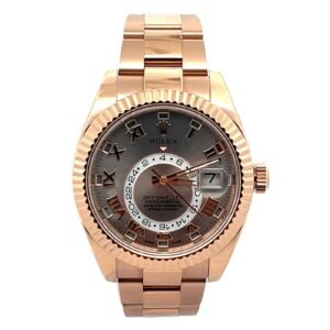 Rolex Sky-Dweller RG Slate Sundus Dial Men's Watch 326935 42mm RG Fluted Bezel Oyster Band