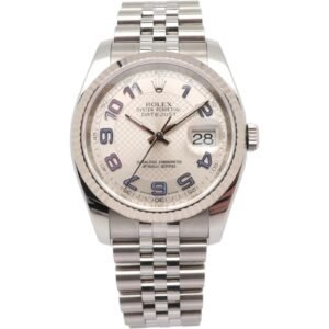 Rolex Datejust 36mm 116234 Silver Deco Diagonal Motif Arabic Dial Watch