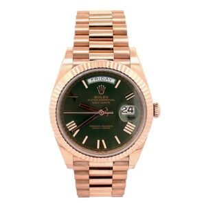Rolex Day-Date 228235 – 40mm Everose Gold with Olive Green Roman Dial