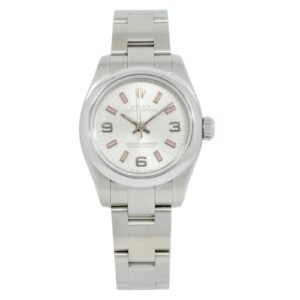 Rolex Oyster Perpetual 26mm Steel Pink Hour Markers Ladies Watch 176200