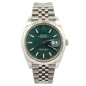 Rolex Datejust 41mm 126334 Green Dial Fluted Bezel Jubilee Steel Band