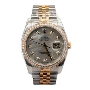 Rolex Date just 36mm 116243 Factory MOP Diamond Dial & YG Diamond Bezel Jubilee Band