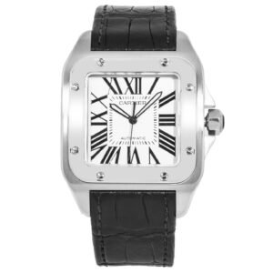 Cartier Santos 100 Large Steel Silver Dial Mens Watch W20073X8 3774 38mm x 38mm