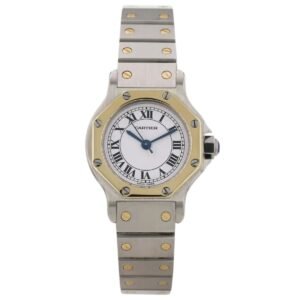 Cartier Santos "Octagon" Automatic Ref. 0907 18k gold & Steel 25mm White Roman Dial