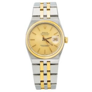 Rolex Date just Oyster Quartz Ref-17013 Two Tone 18k Gold Sir Champagne Dial 36 x 42 mm