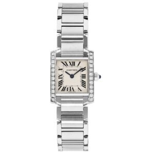 Cartier Tank Française W51008Q3/2384  Silver Dial Diamond Bezel Stain Steel Watch Small