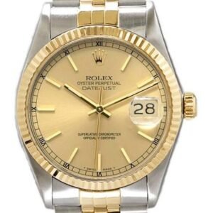 Rolex Date Just 36mm 16233 Champagne Dial Original Steel Yellow Gold Watch Jubilee Bracelet