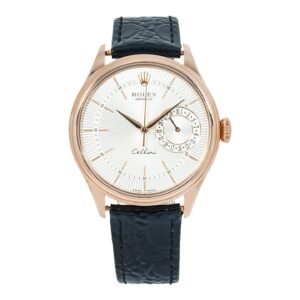 Rolex Cellini Date Time 39mm Date 18K Rose Gold Silver Dial Automatic Watch 50515
